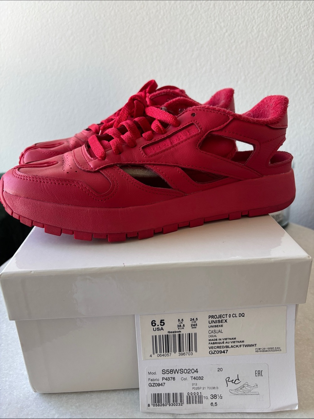 Maison Martin Margiela x Redbox Red Cutout Leather Sneakers